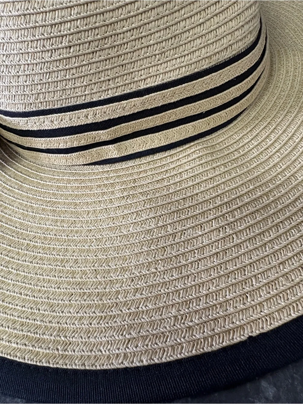 Wide Brim Straw Sun Hat with Black Bow Trim Made in Italy